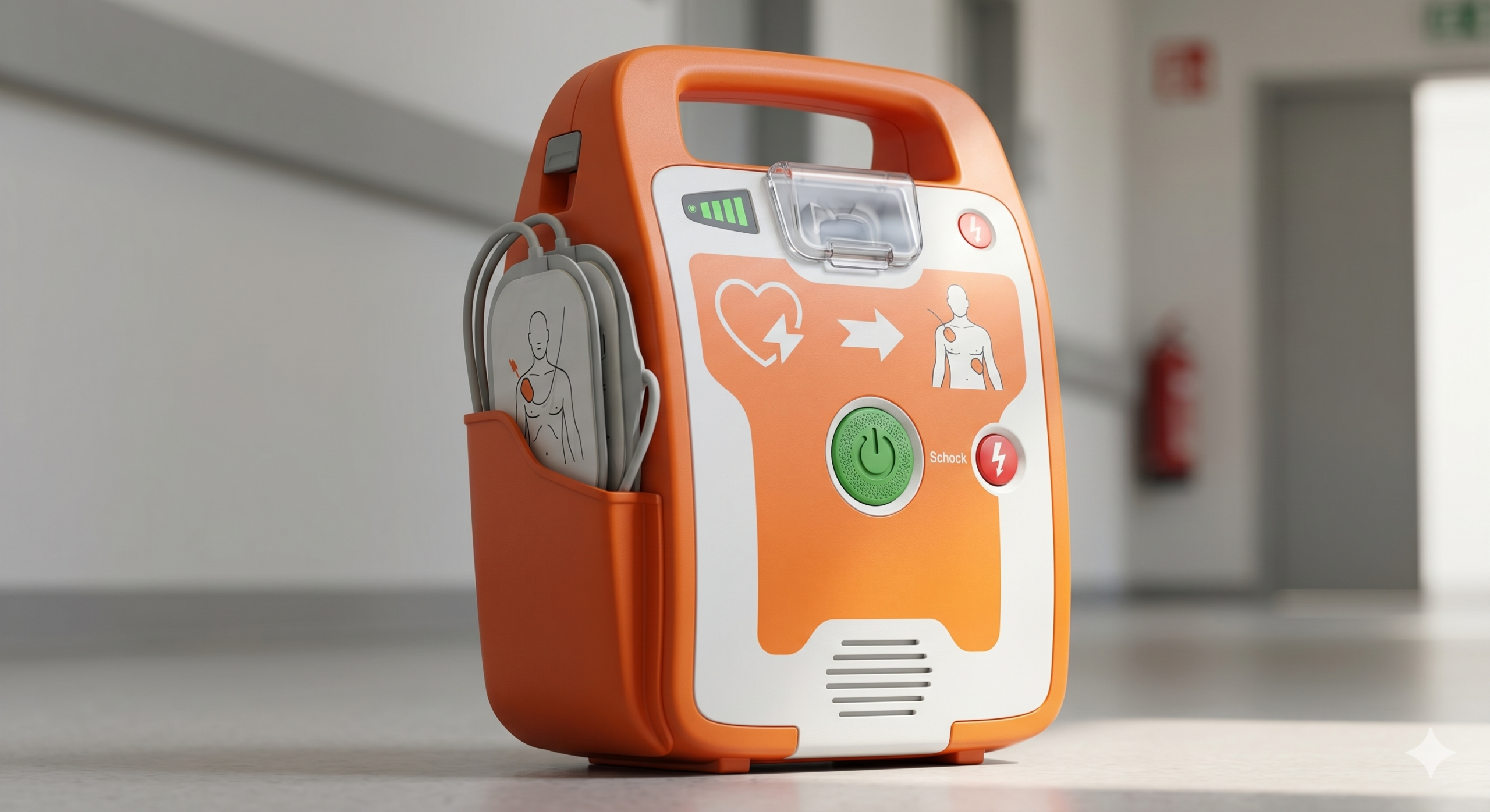 Wie bediene ich einen Defibrillator?